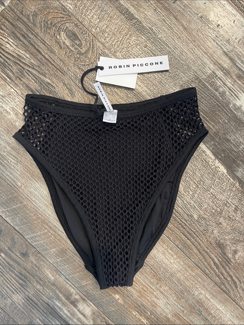 NWT Robin Piccone Black High-Waist Mesh Swim bottom